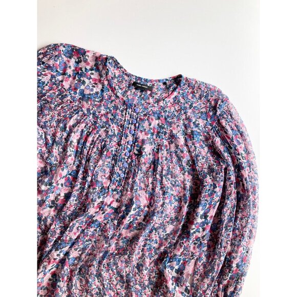 ISABEL MARANT Orion Blue Pink Floral Silk Georgette Mini Tunic Dress, Size 36/XS - Picture 9 of 16